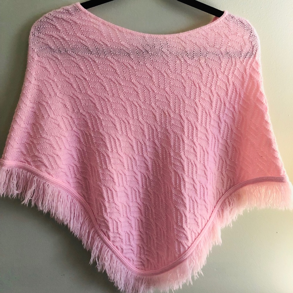 Girls Pink Shawl Poncho